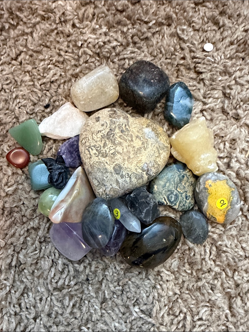 Assorted Polished Gemstone Heart and Tumbled Stone Set - CRYSTAL SET G